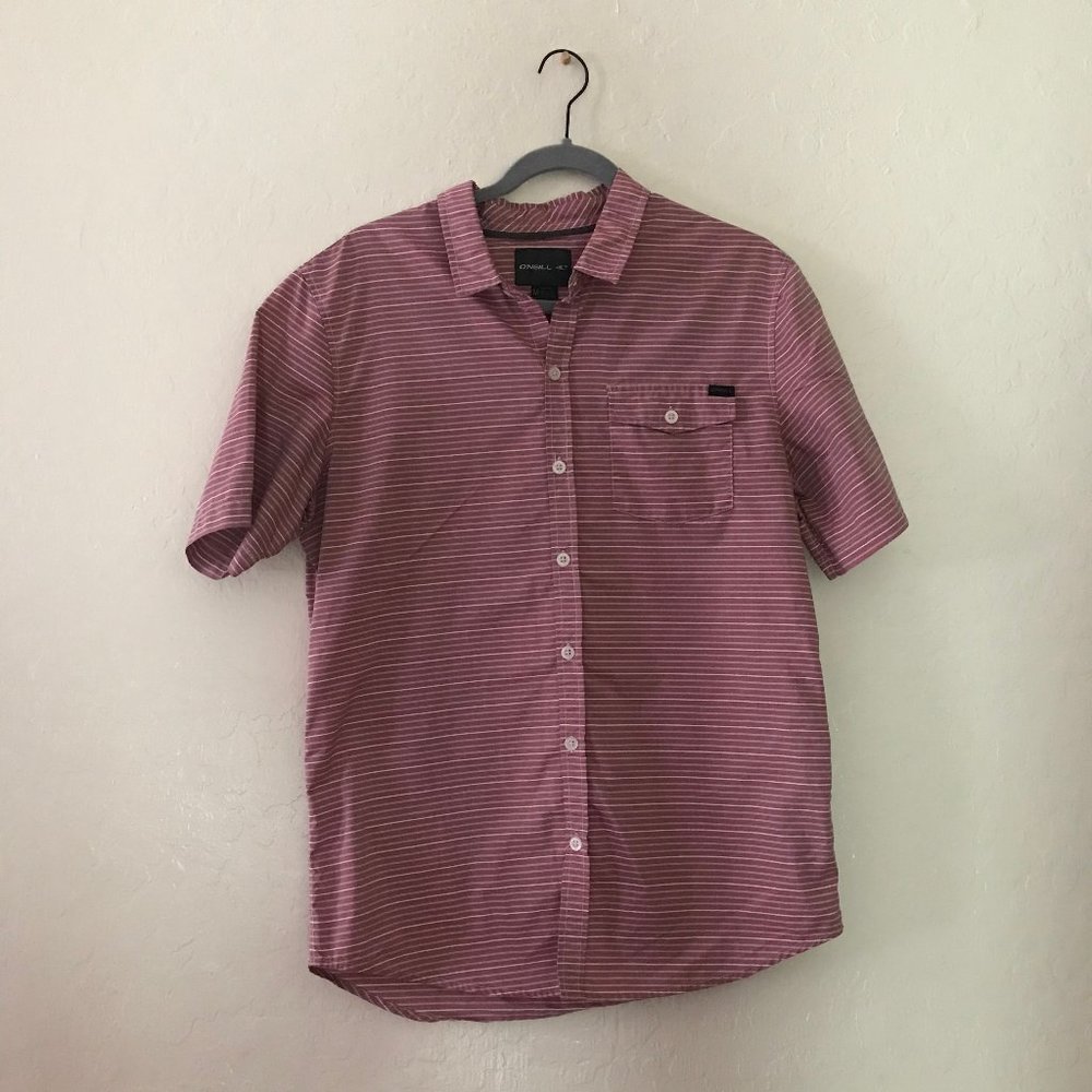 Mens Red Short sleeve Button up